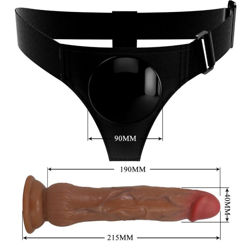Pretty Love - Kyton Universal Harness Slip Con Dildo Squirting 19 Cm Mulato - PRETTY LOVE - Strap-on e Imbracature | erosidea.com