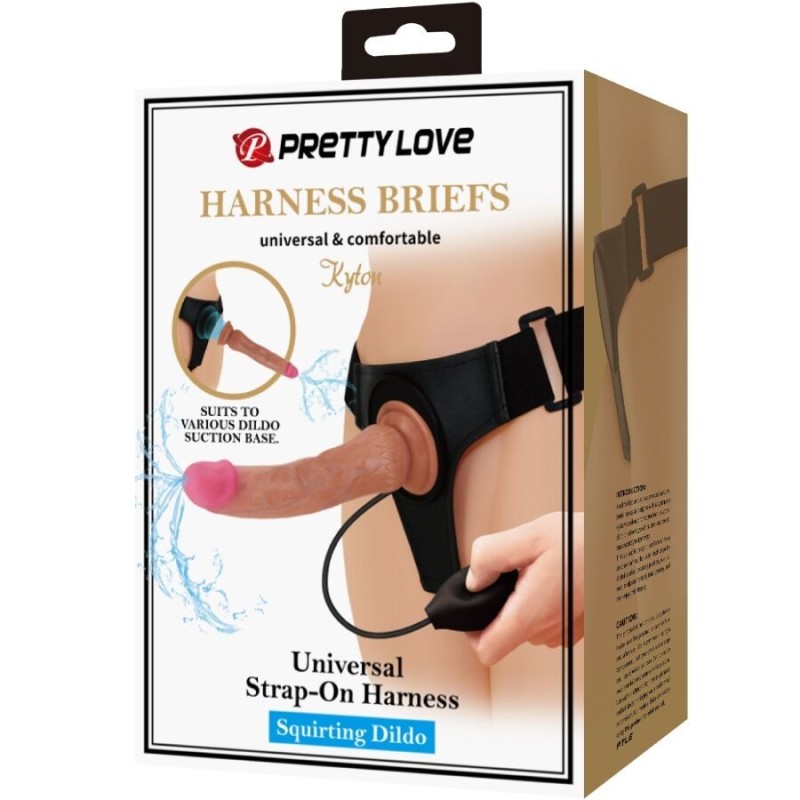 Pretty Love - Kyton Universal Harness Slip Con Dildo Squirting 19 Cm Mulato - PRETTY LOVE - Strap-on e Imbracature | erosidea.com