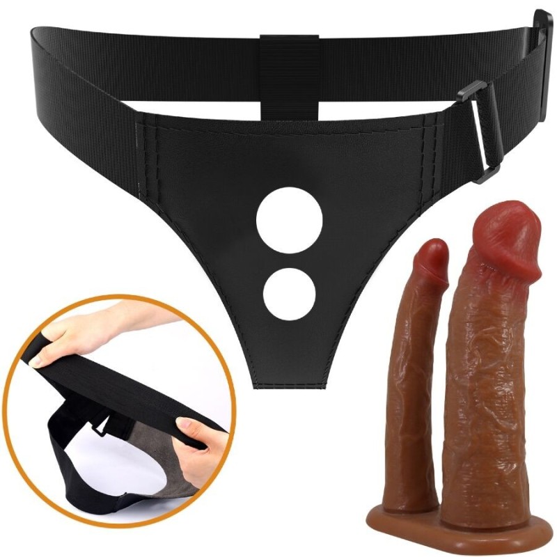 Pretty Love - Slip Keaven Harness Universale E Comodo Doppio Dildo - PRETTY LOVE - Strap-on e Imbracature | erosidea.com