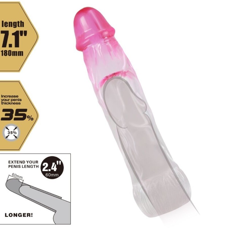 Pretty Love - Neron Realistico 6 Cm Guaina Di Allargamento Per Pene Rosa - PRETTY LOVE - Guaine e Prolunghe | erosidea.com