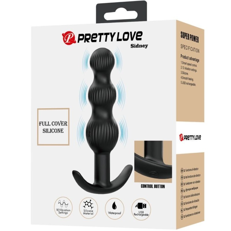 Pretty Love Sidney Plug Anale 10 Vibrazioni Nero - PRETTY LOVE - Plug e Catene Anali | erosidea.com