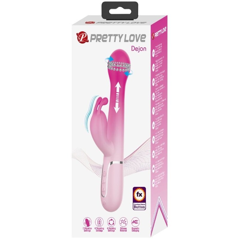 Pretty Love - Dejon 3 In 1 Multifunzione Vibratore Rabbit Rosa - PRETTY LOVE - Vibratori Rabbit | erosidea.com