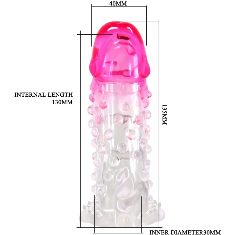 Pretty Love - Guaina Di Allargamento Realistica Wilford Con Pene Rilievo Rosa - PRETTY LOVE - Guaine e Prolunghe | erosidea.com