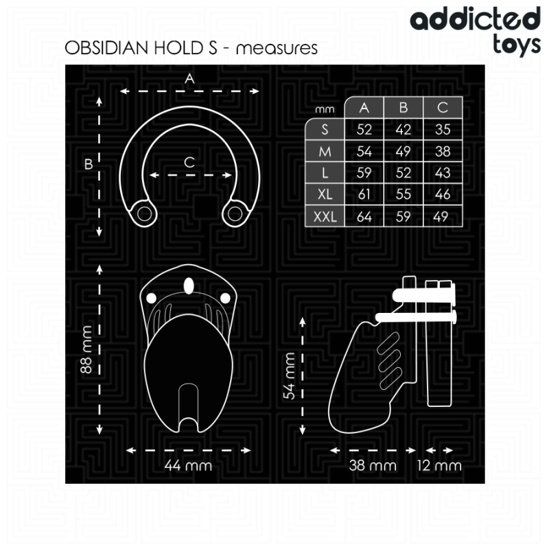 Addicted Toys Locked - Gabbia Pene Obsidian Hold Taglia S - ADDICTED TOYS LOCKED - Costrittivi | erosidea.com