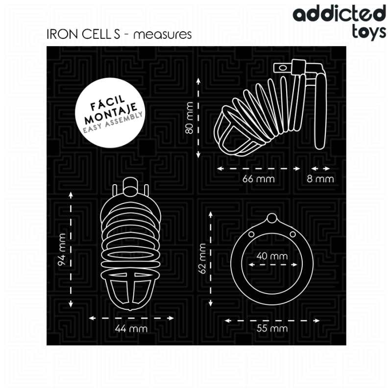 Addicted Toys Locked - Gabbia Pene Metallo Con Cellule Di Ferro 4 Cm Taglia S - ADDICTED TOYS LOCKED - Costrittivi | erosidea.com