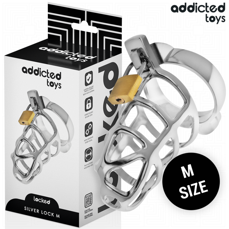 Addicted Toys Locked - Gabbia Pene Con Serratura In Argento Taglia M - ADDICTED TOYS LOCKED - Costrittivi | erosidea.com