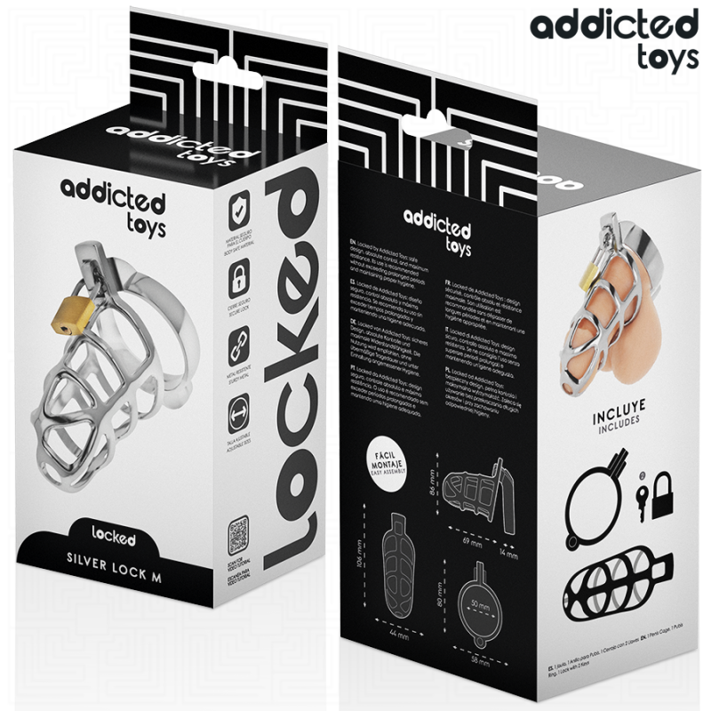 Addicted Toys Locked - Gabbia Pene Con Serratura In Argento Taglia M - ADDICTED TOYS LOCKED - Costrittivi | erosidea.com