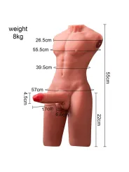 Xise - Jason Mezzo Corpo Torso Maschile Realistico Con Spinta E Vibrazione 55 Cm - XISE - Masturbatori Maxi | erosidea.com