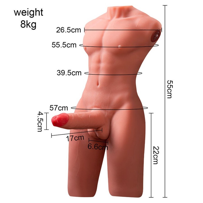 Xise - Jason Mezzo Corpo Torso Maschile Realistico Con Spinta E Vibrazione 55 Cm - XISE - Masturbatori Maxi | erosidea.com