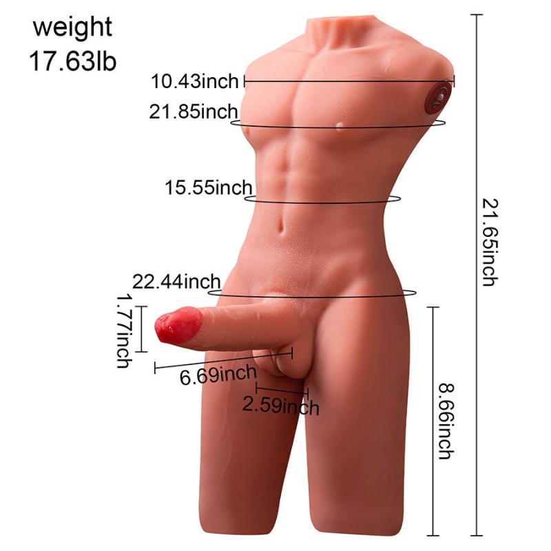 Xise - Jason Mezzo Corpo Torso Maschile Realistico Con Spinta E Vibrazione 55 Cm - XISE - Masturbatori Maxi | erosidea.com