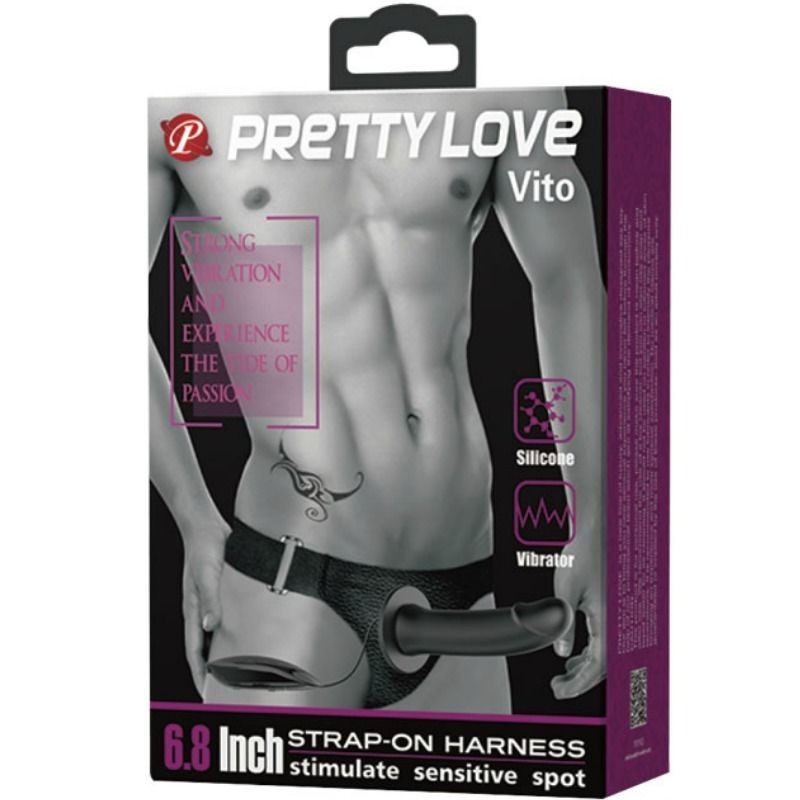 Strap On Pretty Love Vito Con Dildo Cavo E Vibrazione 17.3 Cm - PRETTY LOVE MALE - Strap-on e Imbracature | erosidea.com