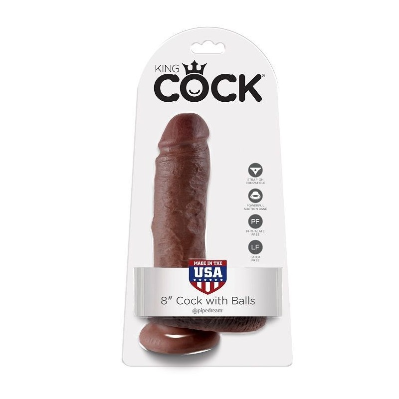 King Cock - 8 Pene RealStico Marrone 20.3 Cm - KING COCK - Dildo Realistici | erosidea.com
