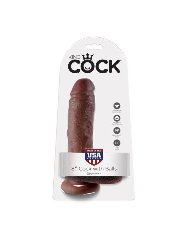 King Cock - 8 Pene RealStico Marrone 20.3 Cm - KING COCK - Dildo Realistici | erosidea.com
