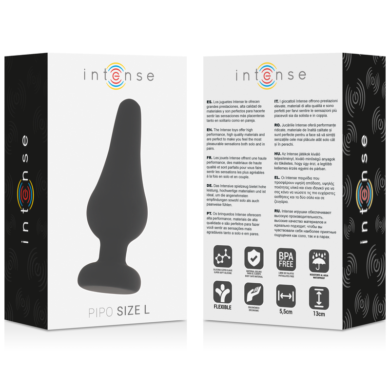 Intense - Plug Anale Pipo L Silicone Nero 13 Cm - INTENSE ANAL TOYS - Plug e Catene Anali | erosidea.com