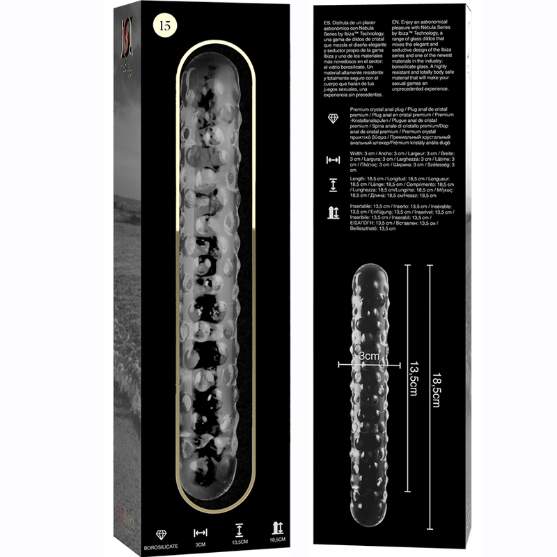 Nebula Series By Ibiza - Modello 15 Dildo In Vetro Borosilicato Trasparente 18.5 Cm -O- 3 Cm - NEBULA SERIES BY IBIZA - Dildo Realistici | erosidea.com