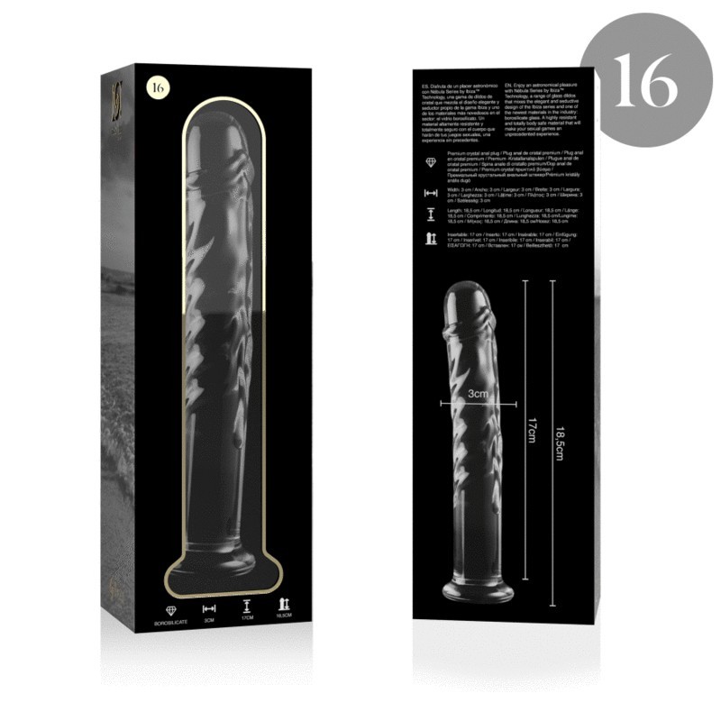 Nebula Series By Ibiza - Modello 16 Dildo In Vetro Borosilicato Trasparente 18.5 Cm -O- 3 Cm - NEBULA SERIES BY IBIZA - Dildo Realistici | erosidea.com