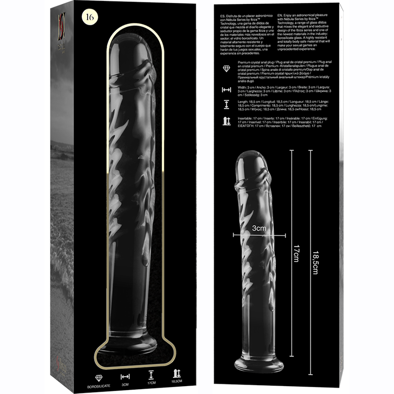 Nebula Series By Ibiza - Modello 16 Dildo In Vetro Borosilicato Trasparente 18.5 Cm -O- 3 Cm - NEBULA SERIES BY IBIZA - Dildo Realistici | erosidea.com