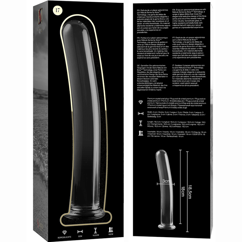 Nebula Series By Ibiza - Modello 17 Dildo In Vetro Borosilicato Trasparente 18.5 Cm -O- 3 Cm - NEBULA SERIES BY IBIZA - Dildo Realistici | erosidea.com
