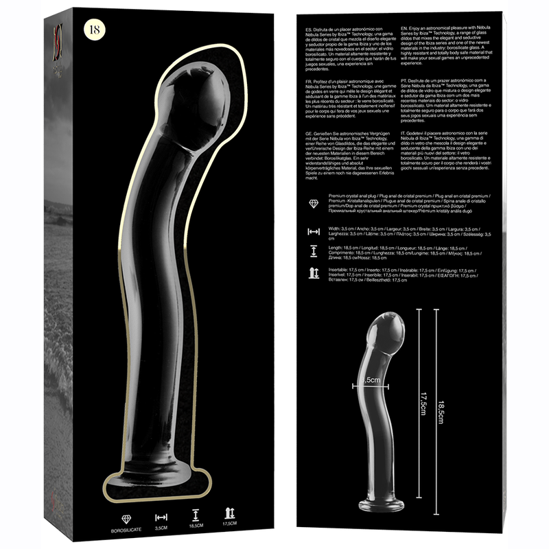 Nebula Series By Ibiza - Modello 18 Dildo In Vetro Borosilicato Trasparente 18.5 Cm -O- 3.5 Cm - NEBULA SERIES BY IBIZA - Dildo Realistici | erosidea.com