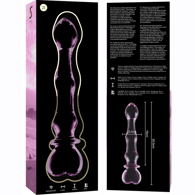 Nebula Series By Ibiza - Modello 21 Dildo In Vetro Borosilicato Rosa 20.5 Cm -O- 3.5 Cm - NEBULA SERIES BY IBIZA - Dildo Realistici | erosidea.com