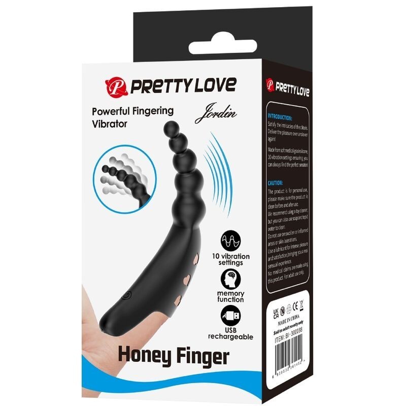 Pretty Love - Vibratore G-Spot Da Dita Jordin 10 Vibrazioni Nero - PRETTY LOVE - Vibratori punto G | erosidea.com