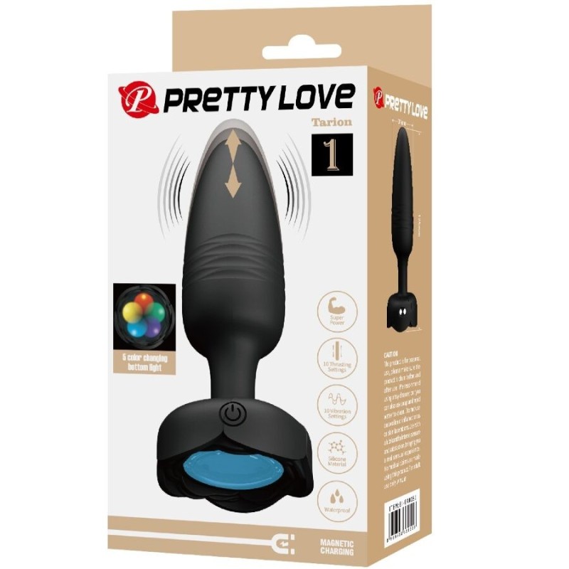 Pretty Love - Tarion Plug Anale Con Luce Led Nero 125 Cm - PRETTY LOVE - Plug e Catene Anali | erosidea.com