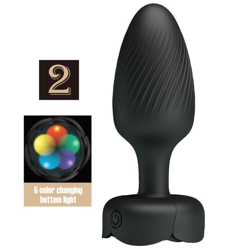 Pretty Love - Varian Plug Anale Con Luce Led Nero 108 Cm - PRETTY LOVE - Plug e Catene Anali | erosidea.com