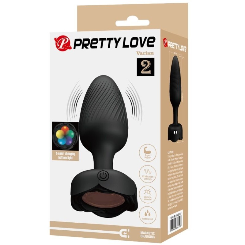 Pretty Love - Varian Plug Anale Con Luce Led Nero 108 Cm - PRETTY LOVE - Plug e Catene Anali | erosidea.com