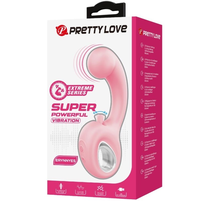 Pretty Love - Erynnyes Vibratore Punto G + Stimolatore Clitoride 10 Vibrazioni Rosa - PRETTY LOVE SMART - Vibratori punto G | erosidea.com