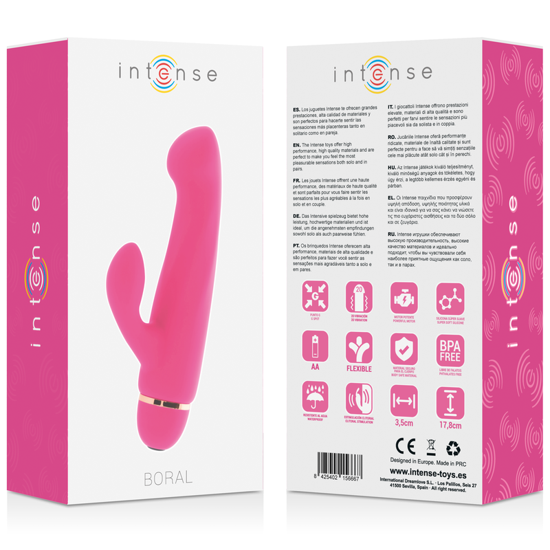 Vibratore Intense Boral 20 Velocita Silicone Rosa - INTENSE FUN - Vibratori Rabbit | erosidea.com
