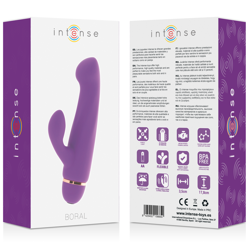 Vibratore Intense Boral 20 Velocita Silicone Lilla - INTENSE FUN - Vibratori Rabbit | erosidea.com