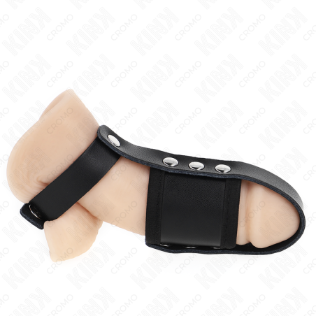 Kink - Costrittivo Pene In Pelle Con Cinturino Divisore Per Testicoli Rivestito Regolabile - KINK RING POWER - Costrittivi | erosidea.com