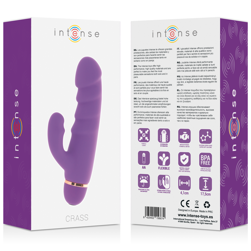 Vibratore Intense Crass 20 Velocita Silicone Lilla - INTENSE FUN - Vibratori Rabbit | erosidea.com