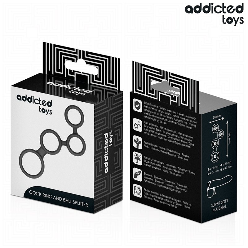 Addicted Toys - Anello Pene Con Divisori Per Testicoli - Addicted Toys - Guaine e Prolunghe | erosidea.com