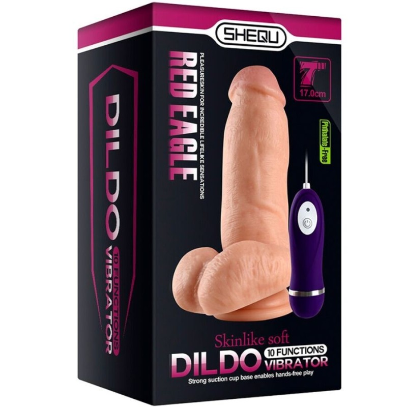 Shequ - Dildo Vibratore Aquila Rossa Con Telecomando 17 Cm - SHEQU - Vibratori Realistici | erosidea.com