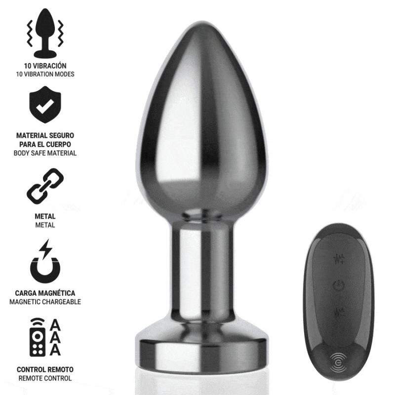 Intense - Plug Anale 10 Vibrazioni Metallo Con Telecomando M - INTENSE ANAL TOYS - Plug e Catene Anali | erosidea.com