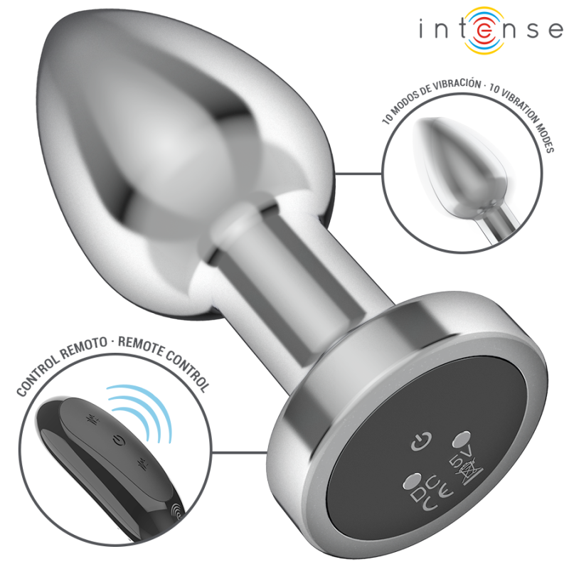 Intense - Plug Anale 10 Vibrazioni Metallo Con Telecomando M - INTENSE ANAL TOYS - Plug e Catene Anali | erosidea.com