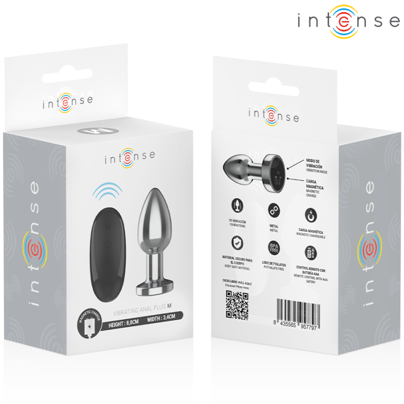 Intense - Plug Anale 10 Vibrazioni Metallo Con Telecomando M - INTENSE ANAL TOYS - Plug e Catene Anali | erosidea.com