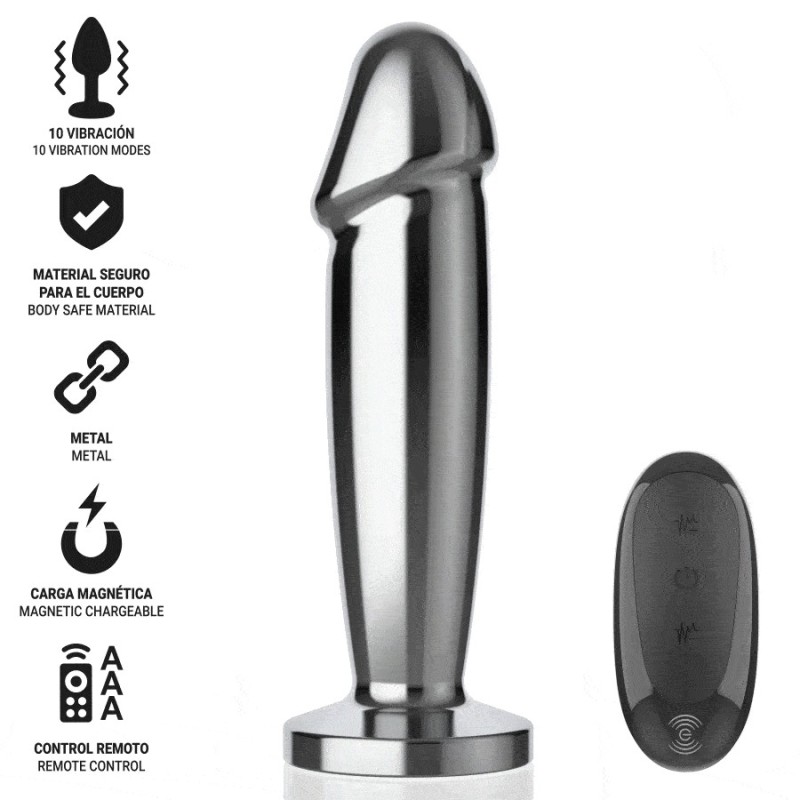 Intense - Anal Plug 10 Vibrazioni Dildo Metallo Con Telecomando S - INTENSE ANAL TOYS - Dildo | erosidea.com