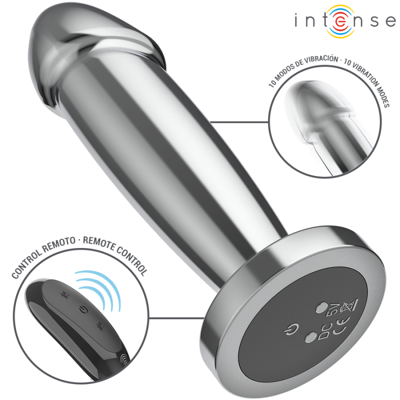 Intense - Anal Plug 10 Vibrazioni Dildo Metallo Con Telecomando S - INTENSE ANAL TOYS - Dildo | erosidea.com