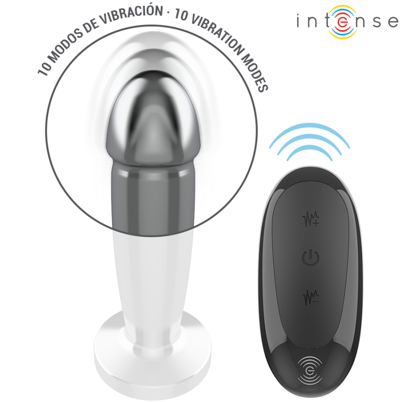 Intense - Anal Plug 10 Vibrazioni Dildo Metallo Con Telecomando S - INTENSE ANAL TOYS - Dildo | erosidea.com