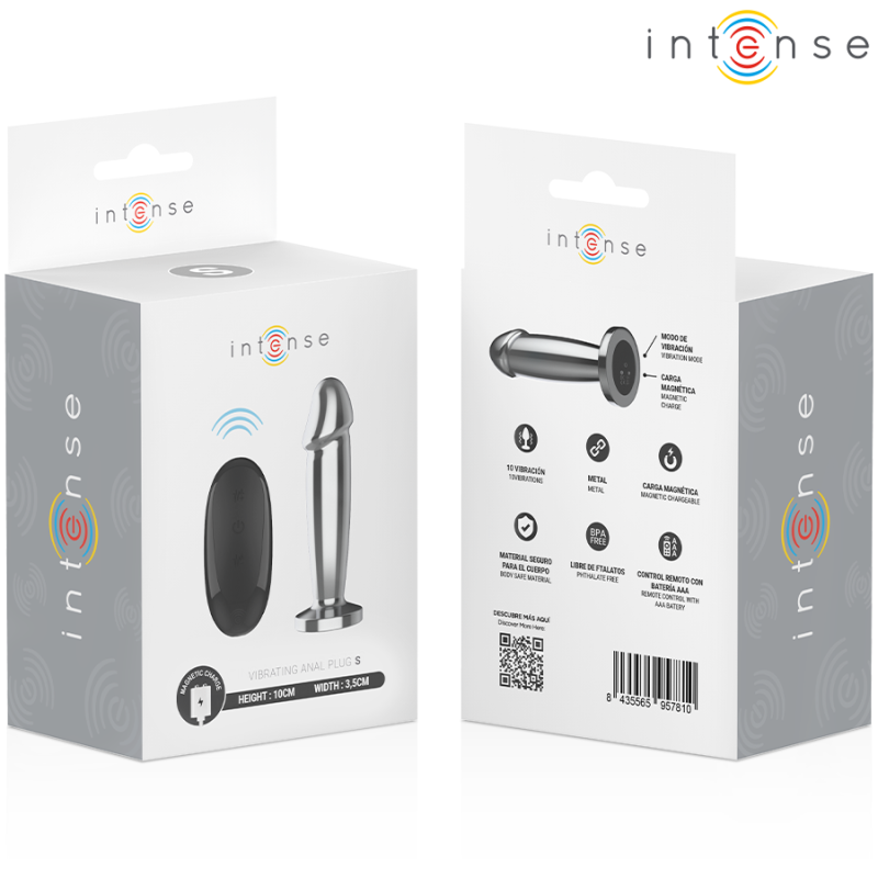 Intense - Anal Plug 10 Vibrazioni Dildo Metallo Con Telecomando S - INTENSE ANAL TOYS - Dildo | erosidea.com