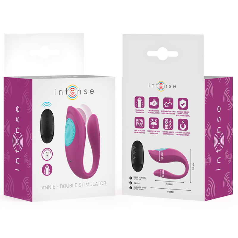 Intense - Annie Vibratore E Stimolatore A Forma Di U Telecomando Viola - INTENSE COUPLES TOYS - Vibratori | erosidea.com