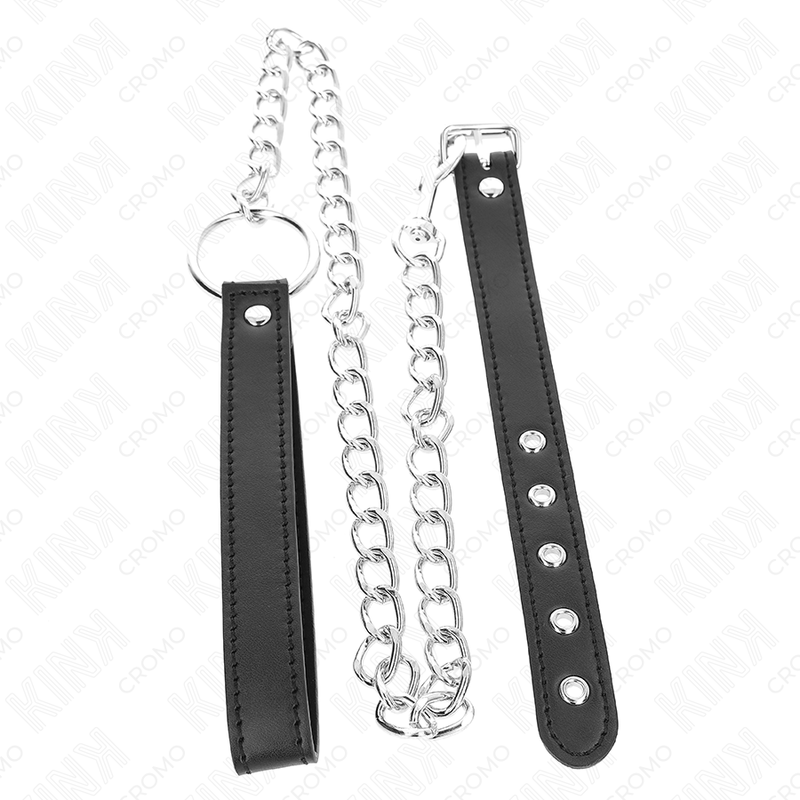 Kink - Anello Pene In Pelle 215 X 2 Cm Con Catena Metallo Da 60 Cm E Cinturino In Pelle - KINK RING POWER - Costrittivi | erosidea.com
