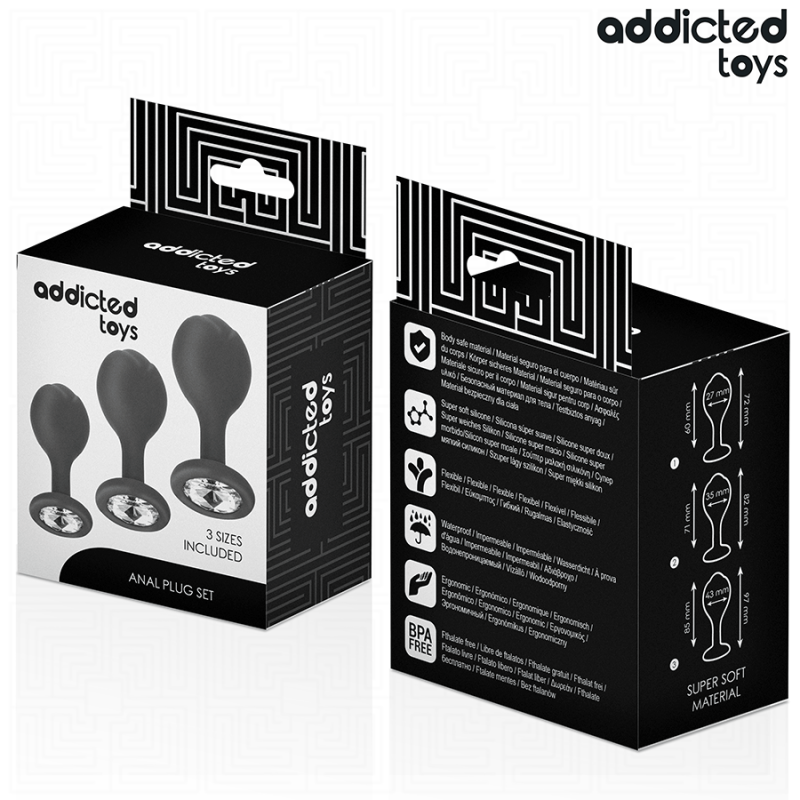 Addicted Toys - Set Di 3 Tappi Anali Con Gioiello - Addicted Toys - Plug e Catene Anali | erosidea.com