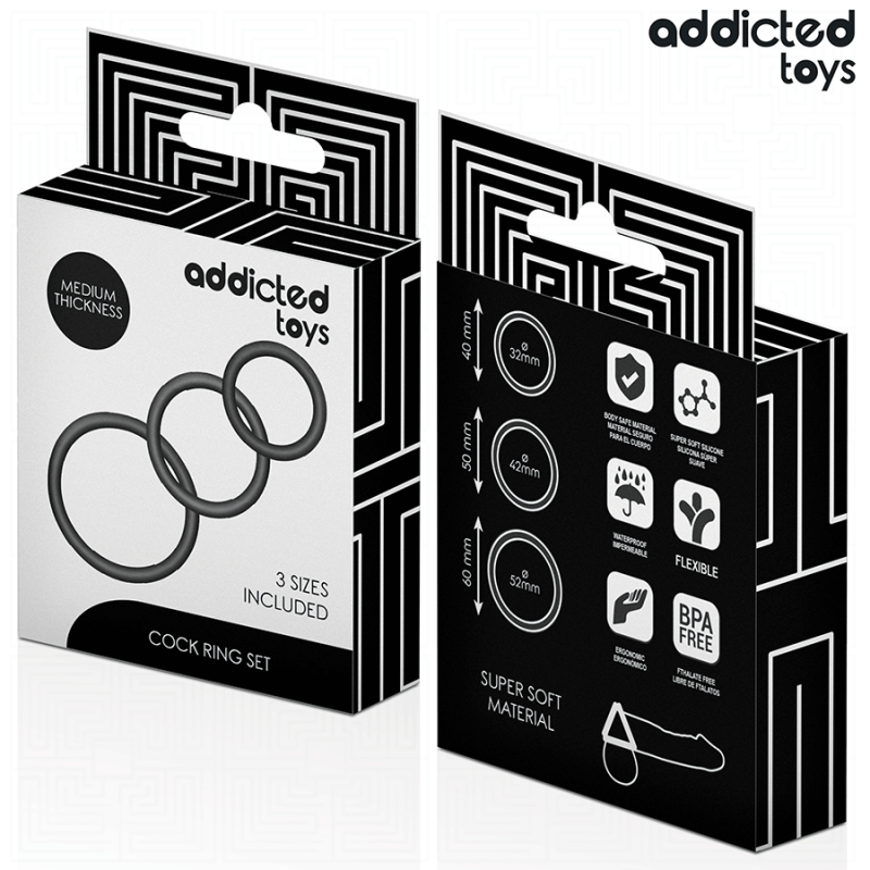 Addicted Toys - Set Di Anelli In Silicone Modello 2 - Addicted Toys - Guaine e Prolunghe | erosidea.com