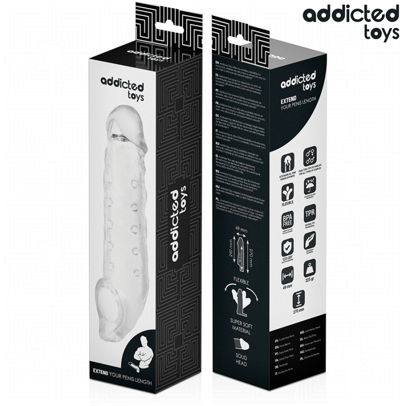Addicted Toys - Estensione Pene Trasparente Taglia S 23 Cm - Addicted Toys - Guaine e Prolunghe | erosidea.com