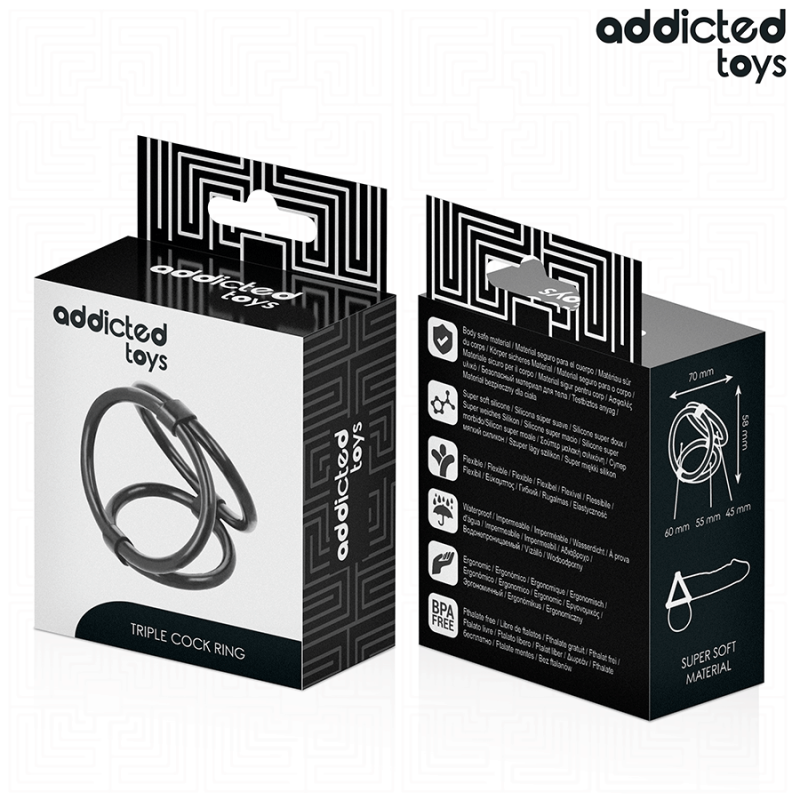 Addicted Toys - Anello Pene Triplo - Addicted Toys - Guaine e Prolunghe | erosidea.com