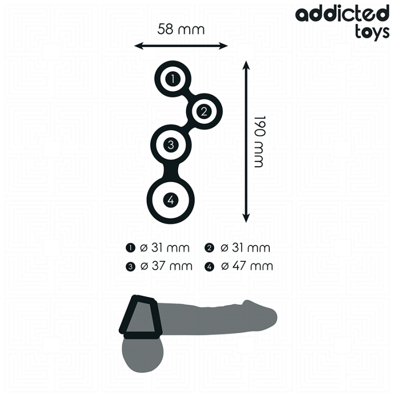 Addicted Toys - Anello Pene Con Divisori Per Testicoli - Addicted Toys - Guaine e Prolunghe | erosidea.com