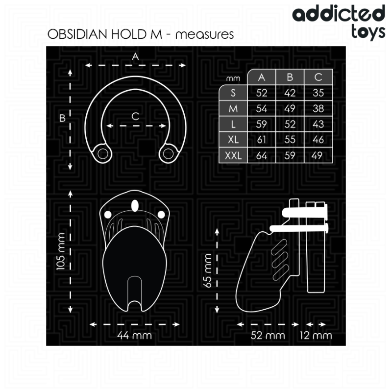 Addicted Toys Locked - Gabbia Pene Obsidian Hold Taglia M - ADDICTED TOYS LOCKED - Costrittivi | erosidea.com